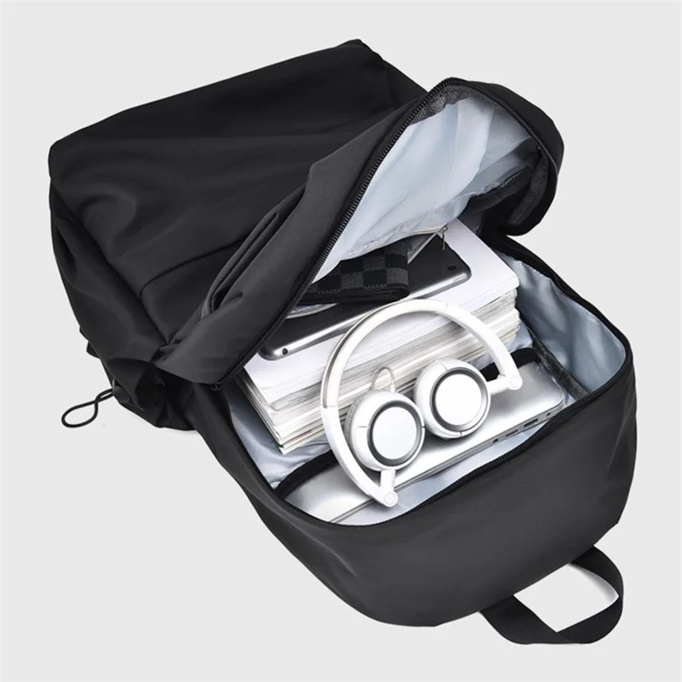 1119 Oxford Cloth Laptop Backpack Men's Travel Shoulders Bag with External USB Port - Black