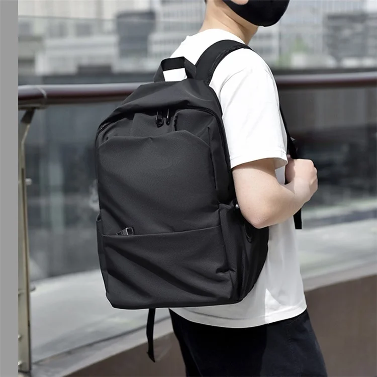 1119 Oxford Cloth Laptop Backpack Men's Travel Shoulders Bag with External USB Port - Black