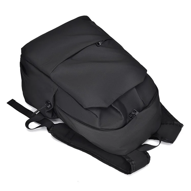 1119 Oxford Cloth Laptop Backpack Men's Travel Shoulders Bag with External USB Port - Black