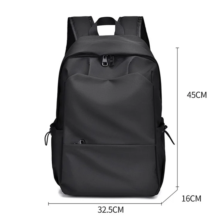 1119 Oxford Cloth Laptop Backpack Men's Travel Shoulders Bag with External USB Port - Black