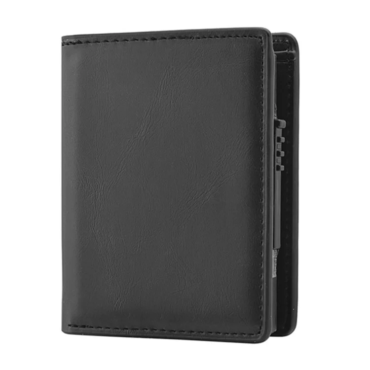 Porta-cartões RFID Blocking Bolsa Automática Pop-Up Case Carteira de Couro PU Alumínio Liga Curta - Preto