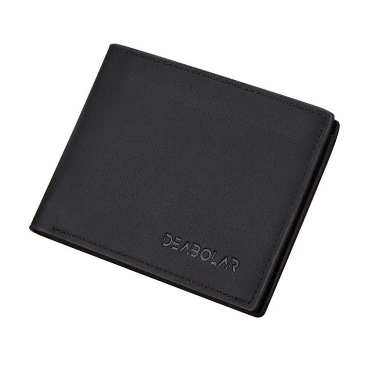 DEABOLAR Men's Wallet Textured PU Leather Coin Card Storage Holder Cash Organizer Pouch - Black