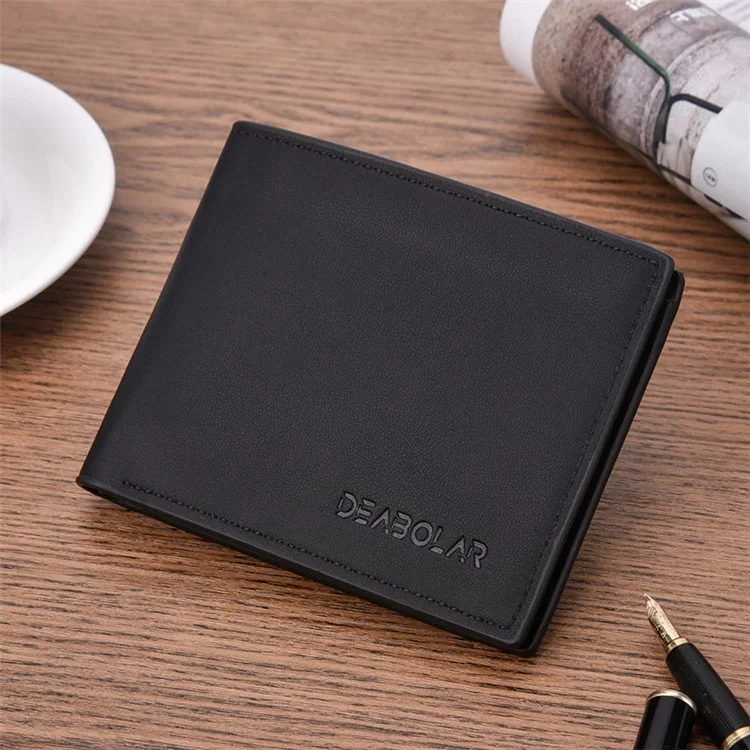 DEABOLAR Men's Wallet Textured PU Leather Coin Card Storage Holder Cash Organizer Pouch - Black
