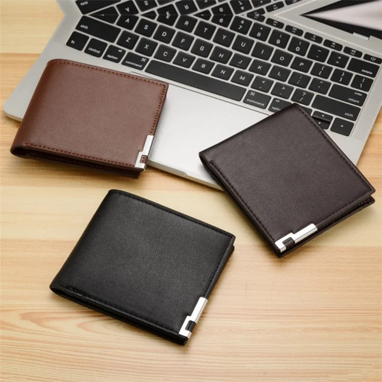 DEABOLAR Men's Wallet Textured PU Leather Coin Card Storage Holder Cash Organizer Pouch - Black