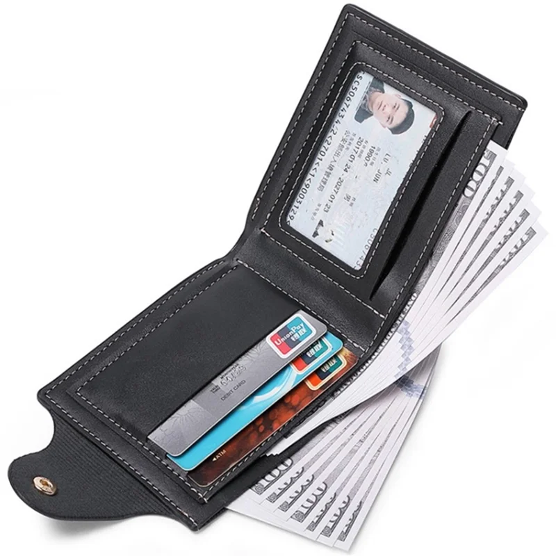 DEABOLAR Soft PU Leather Wallet Coin Card Storage Holder Cash Organizer Pouch - Black