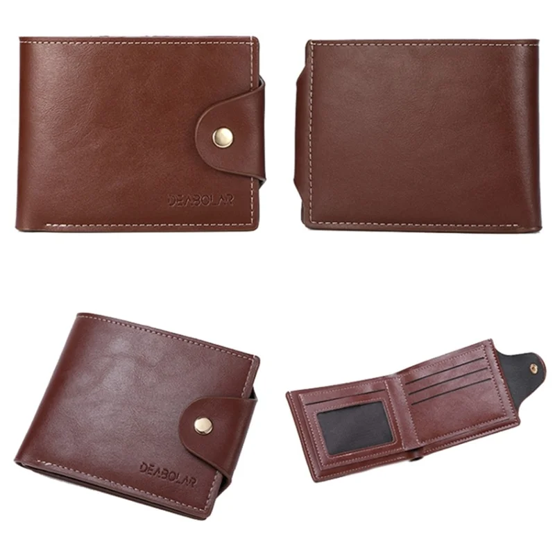 DEABOLAR Soft PU Leather Wallet Coin Card Storage Holder Cash Organizer Pouch - Black