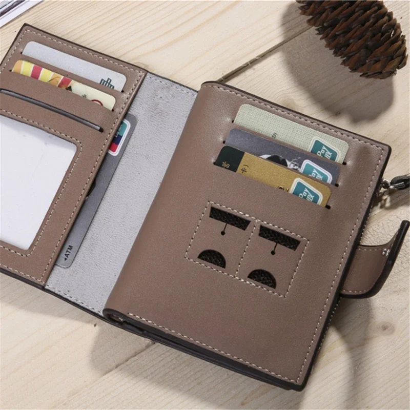 DEABOLAR Retro Style Wallet PU Leather Coin Card Storage Holder Multifunction Cash Organizer Pouch - Coffee