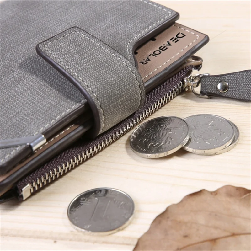 DEABOLAR Retro Style Wallet PU Leather Coin Card Storage Holder Multifunction Cash Organizer Pouch - Coffee