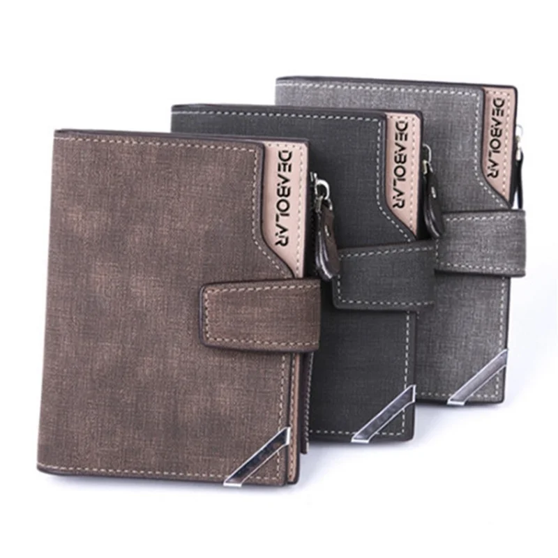 DEABOLAR Retro Style Wallet PU Leather Coin Card Storage Holder Multifunction Cash Organizer Pouch - Coffee