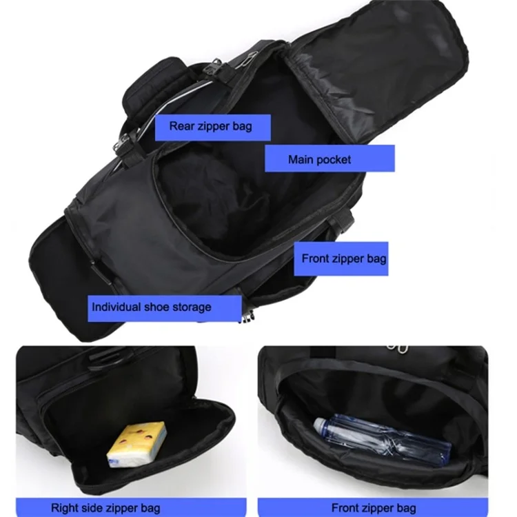 Women Sports Gym Bag with Wet Pocket, Shoes Compartment Yoga Fitness Workout Shoulder Bag - Black / Yellow