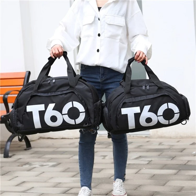 Women Sports Gym Bag with Wet Pocket, Shoes Compartment Yoga Fitness Workout Shoulder Bag - Black / Yellow