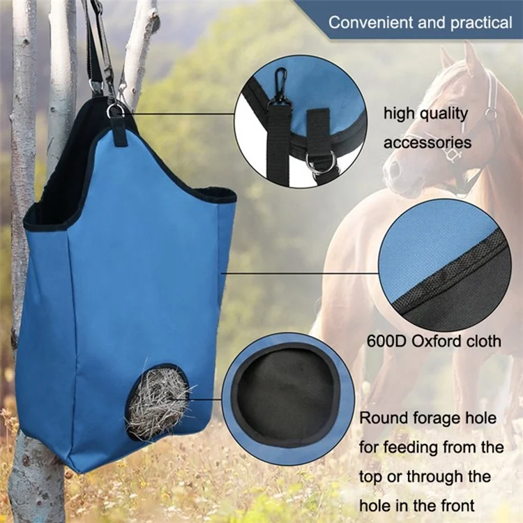 Hay Feeder Tote Bag for Horses Sheep Dual Layer Oxford Cloth Hay Food Storage Bag