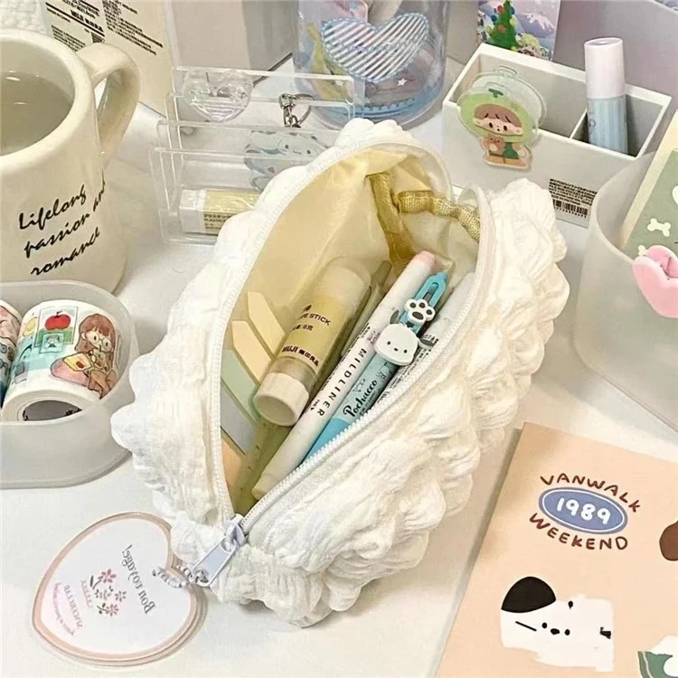 Cloud Shape Design Cosmetic Pens Organizer Toiletries Storage Bag Canvas Makeup Pouch - Preto