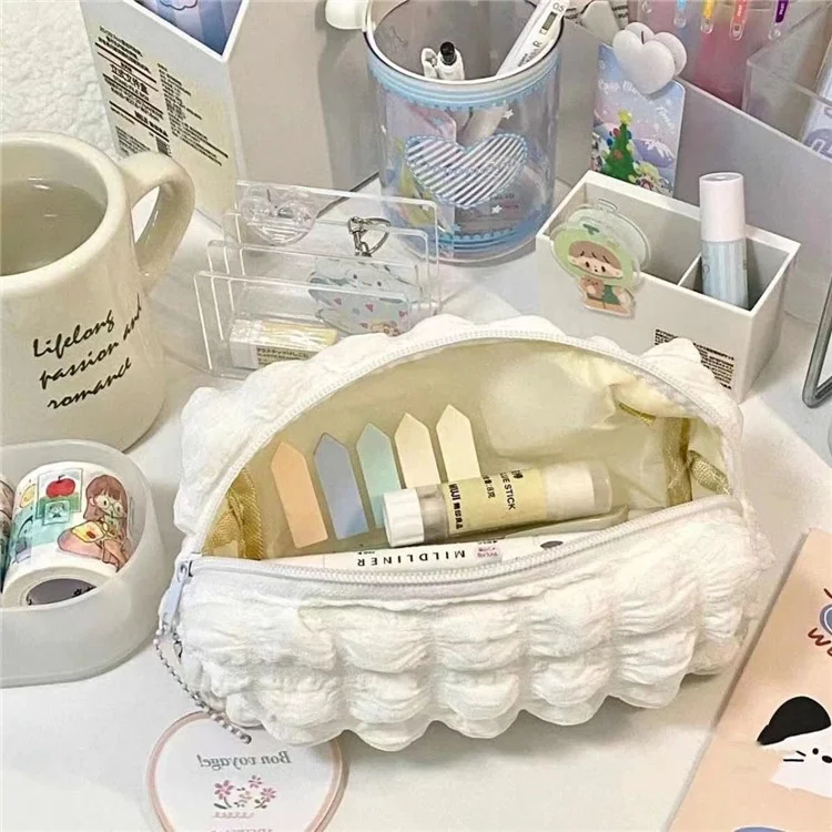 Cloud Shape Design Cosmetic Pens Organizer Toiletries Storage Bag Canvas Makeup Pouch - Preto