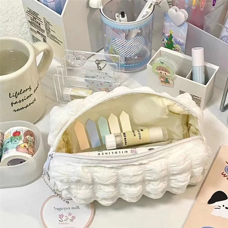 Cloud Shape Design Cosmetic Pens Organizer Toiletries Storage Bag Canvas Makeup Pouch - Pink