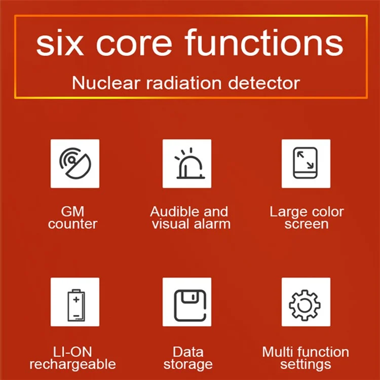 HFS-20 Nuclear Radiation Detector 2.0" Schermo TFT Grande Dosimetro Radiazioni Alimentato a Batteria Monitor Radiazioni