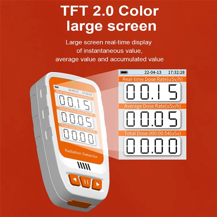 HFS-20 Nuclear Radiation Detector 2.0" Schermo TFT Grande Dosimetro Radiazioni Alimentato a Batteria Monitor Radiazioni
