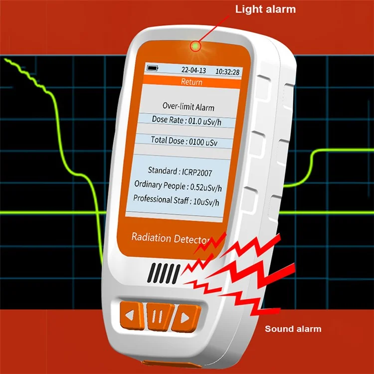 HFS-20 Nuclear Radiation Detector 2.0" Schermo TFT Grande Dosimetro Radiazioni Alimentato a Batteria Monitor Radiazioni