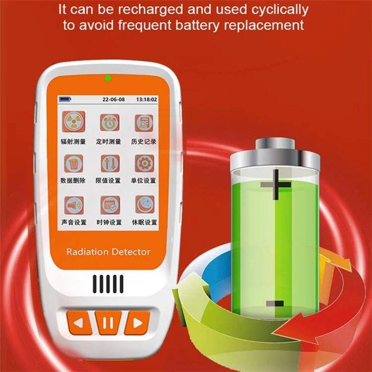 HFS-20 Nuclear Radiation Detector 2.0" Schermo TFT Grande Dosimetro Radiazioni Alimentato a Batteria Monitor Radiazioni
