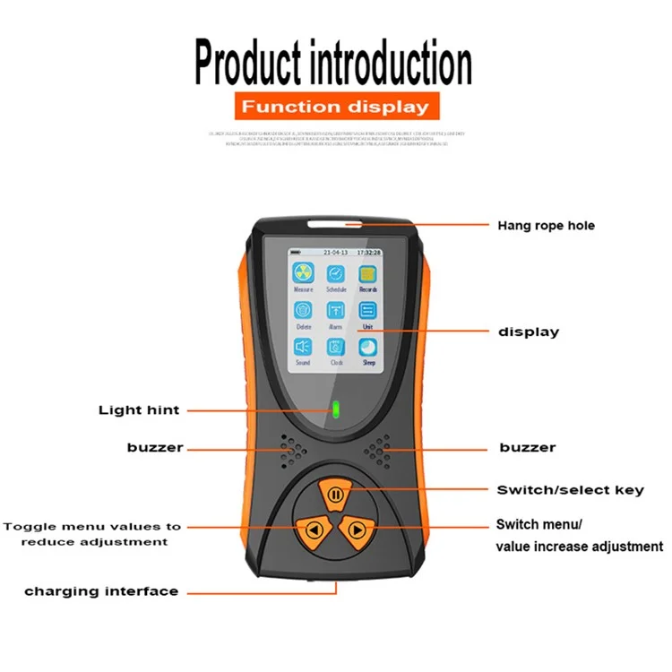 GM835 TFT 2.0" Display Screen Nuclear Radiation Detector Battery Powered Radiation Dosimeter Monitor