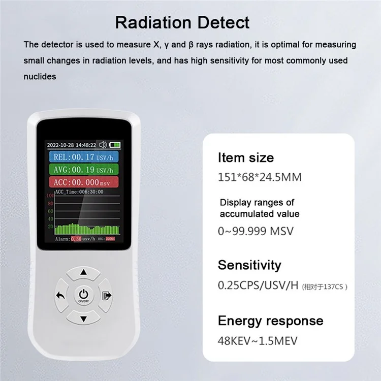 FY-202 Portable Handheld Nuclear Radiation Detector Radiation Dosimeter with 2.8-Inch Display Screen