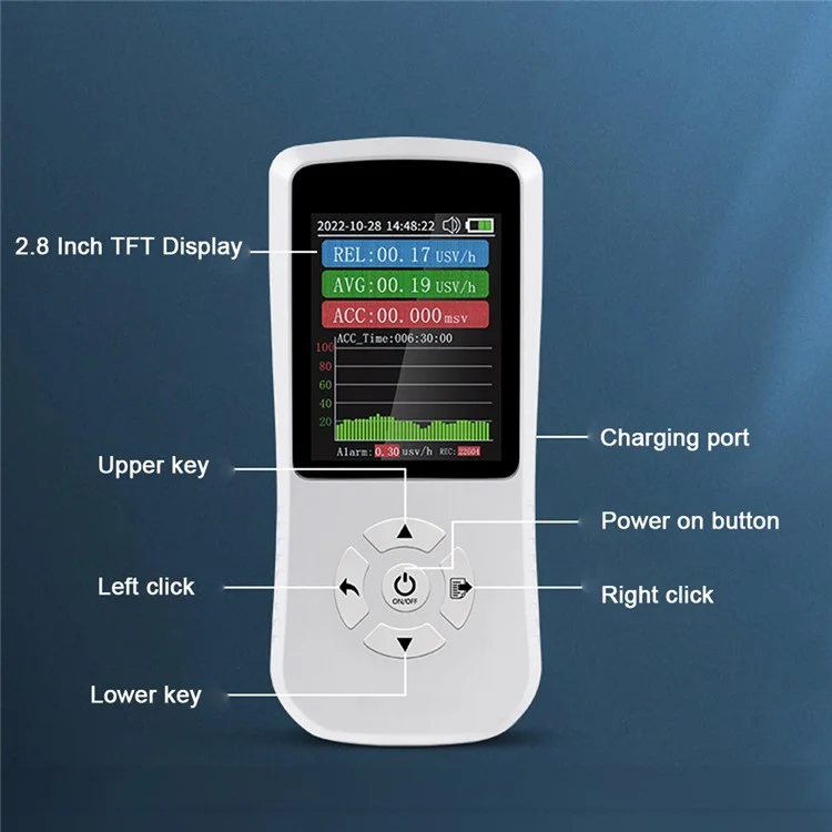 FY-202 Portable Handheld Nuclear Radiation Detector Radiation Dosimeter with 2.8-Inch Display Screen