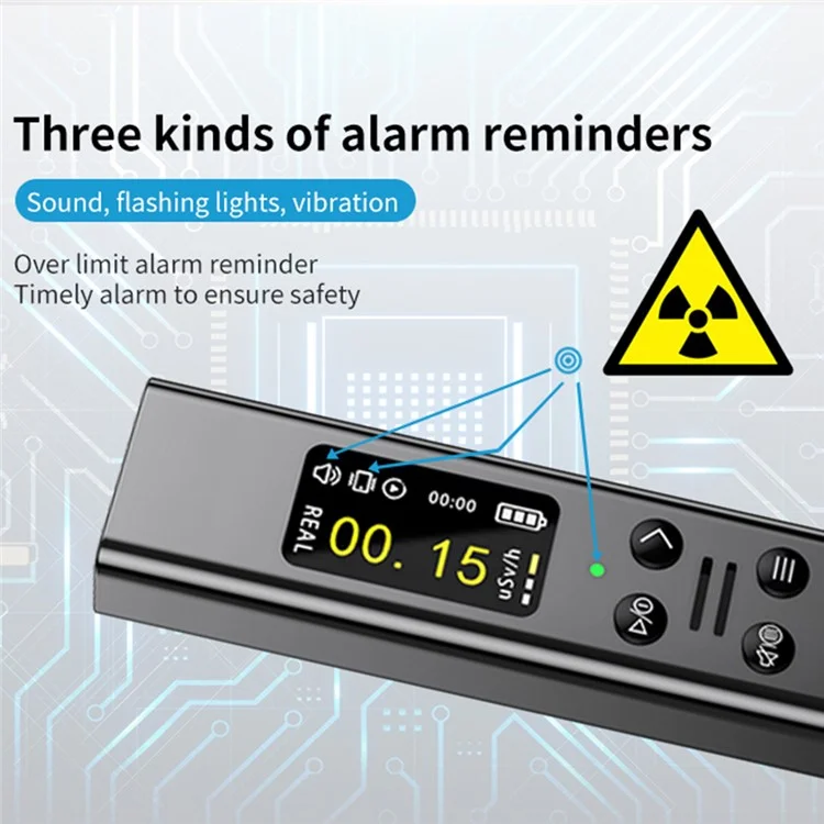 Détecteur de rayonnements nucléaires en alliage d'aluminium M06 Rechargeable - Testeur radiométrique avec alarme - Noir