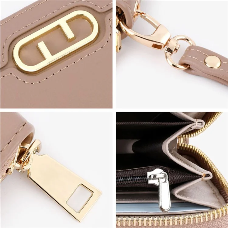 TAILIAN T9612-110 Embrague de Teléfono Celular de Piel de PU para Mujer Cartera con Cremallera - Albaricoque