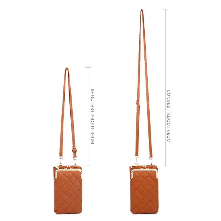 TAILIAN TC316-001 Rhombus Steppnähte Umhängetasche Frauen PU-Leder Reißverschluss Geldbörse - Braun