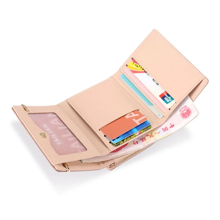 TAILIAN T7368-096 Women Vintage Matte PU Leather Tri-fold Wallet Kiss Lock Coin Purse - Light Grey