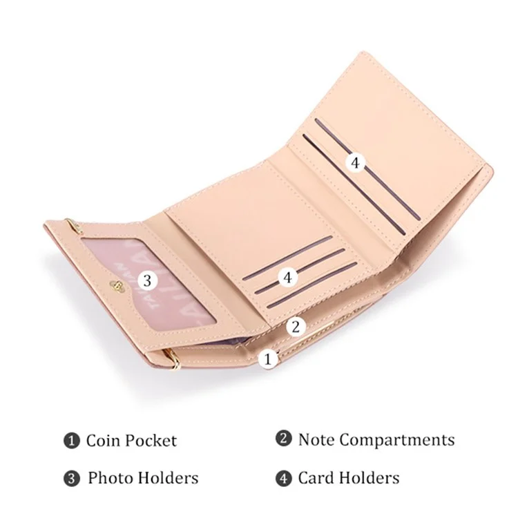 TAILIAN T7368-096 Women Vintage Matte PU Leather Tri-fold Wallet Kiss Lock Coin Purse - Light Grey