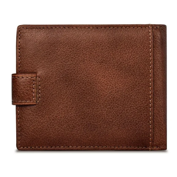TAILIAN T120D-H46-BE Hasp Design Cowhide Leather Men Card Cash Holder Short Wallet - Schwarz
