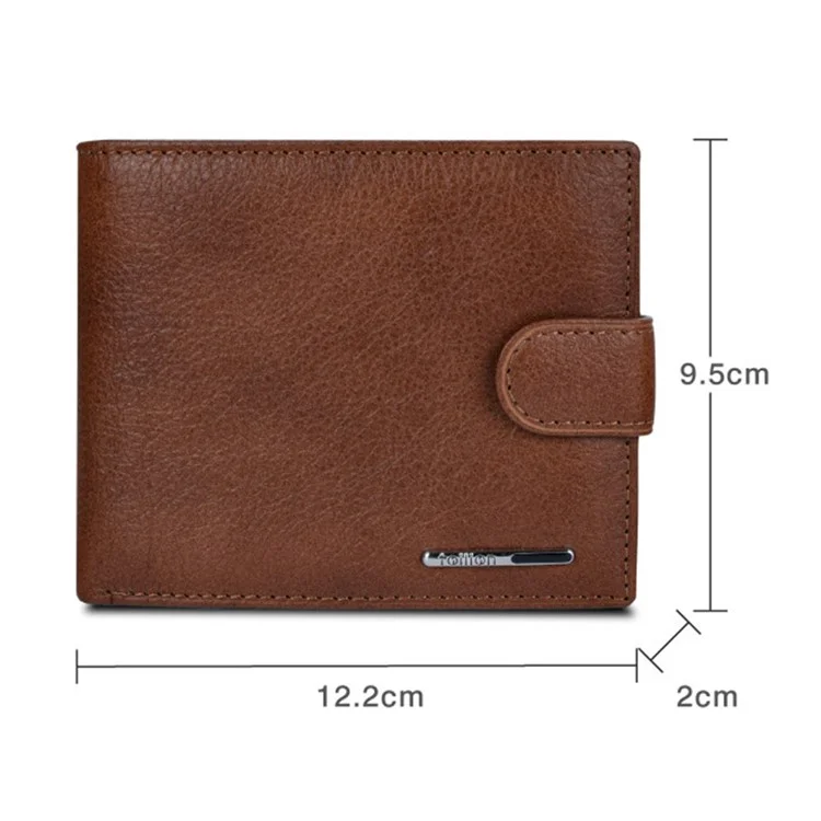 TAILIAN T120D-H46-BE Hasp Design Cowhide Leather Men Card Cash Holder Short Wallet - Schwarz