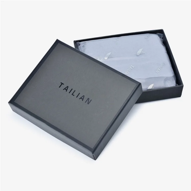 TAILIAN T120D-H46-BE Hasp Design Cowhide Leather Men Card Cash Holder Short Wallet - Schwarz
