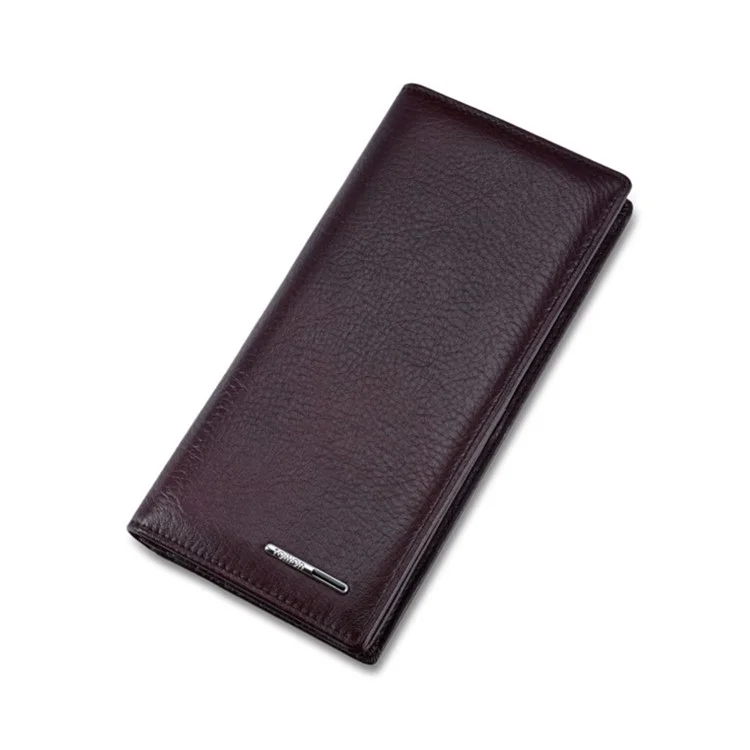 TAILIAN T530-H46-BE Cowhide Leather Men Long Wallet Multiple Card Slots Large Capacity Wallet - Dark Red