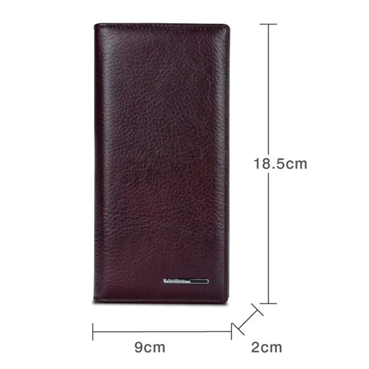TAILIAN T530-H46-BE Cowhide Leather Men Long Wallet Multiple Card Slots Large Capacity Wallet - Dark Red