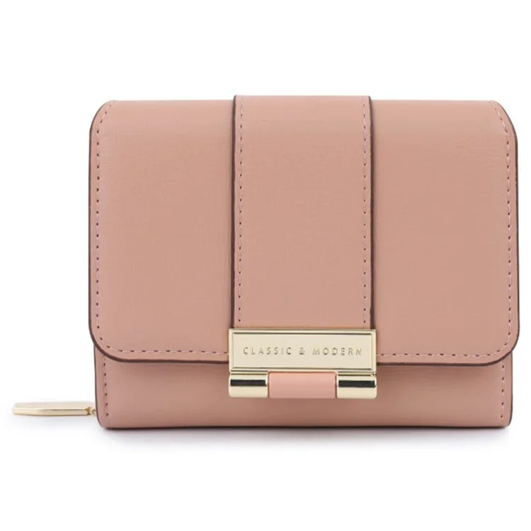 TAILIAN T6102-036 Stilvolle PU-Leder-Reißverschlusstaschen-Kurzgeldbörse für Damen Kartenetui Bargeldhalter Tasche - Pink