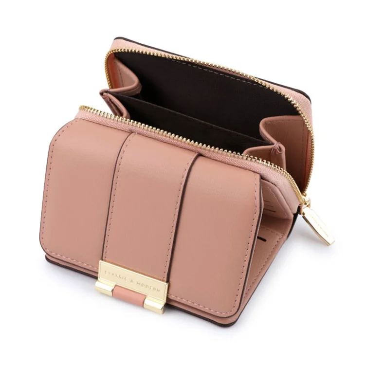 TAILIAN T6102-036 Stilvolle PU-Leder-Reißverschlusstaschen-Kurzgeldbörse für Damen Kartenetui Bargeldhalter Tasche - Pink