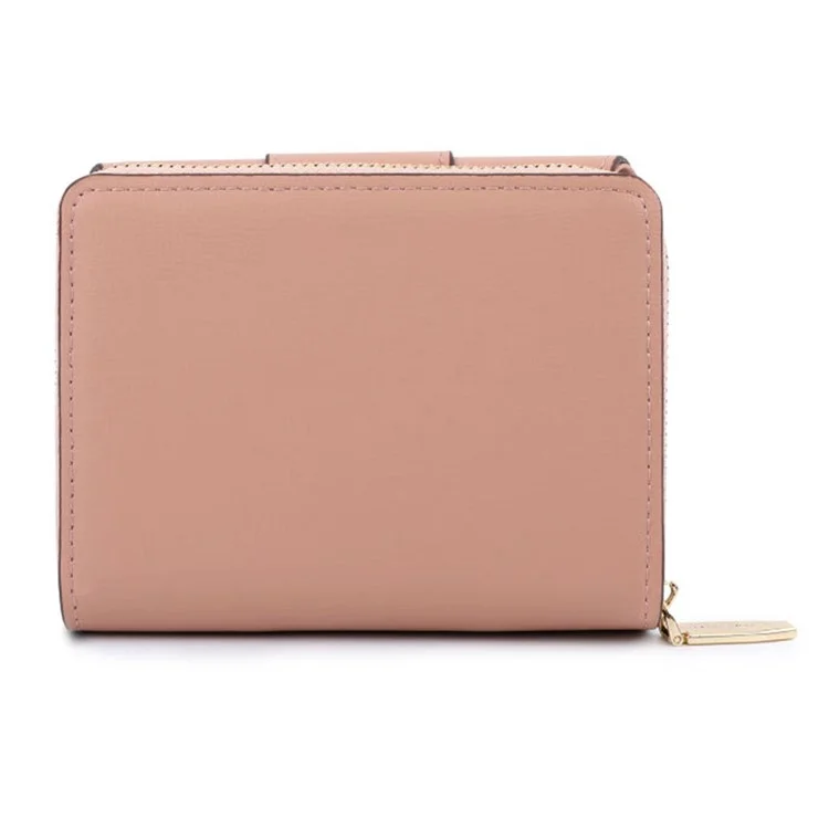TAILIAN T6102-036 Stilvolle PU-Leder-Reißverschlusstaschen-Kurzgeldbörse für Damen Kartenetui Bargeldhalter Tasche - Pink