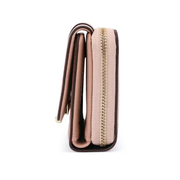 TAILIAN T6102-036 Stilvolle PU-Leder-Reißverschlusstaschen-Kurzgeldbörse für Damen Kartenetui Bargeldhalter Tasche - Pink