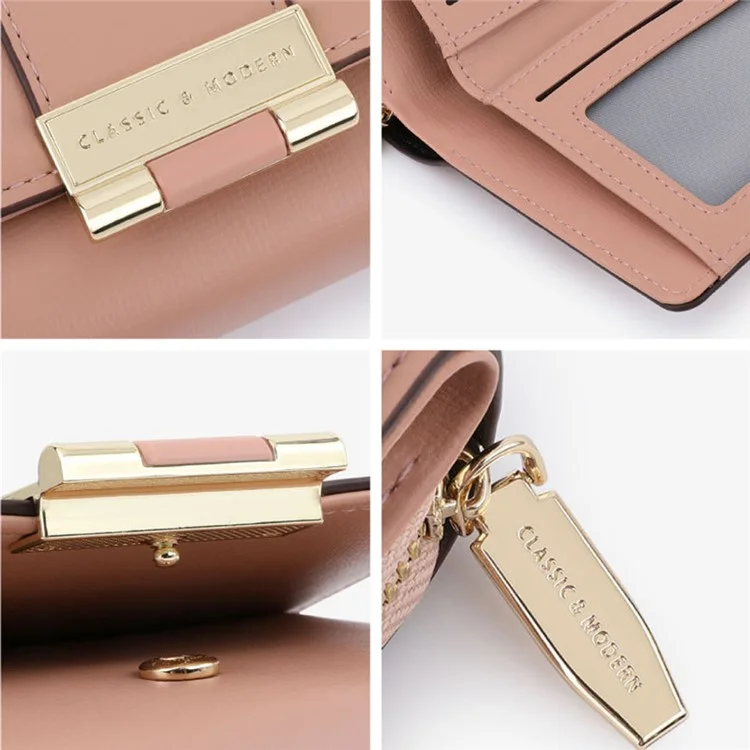 TAILIAN T6102-036 Stilvolle PU-Leder-Reißverschlusstaschen-Kurzgeldbörse für Damen Kartenetui Bargeldhalter Tasche - Pink