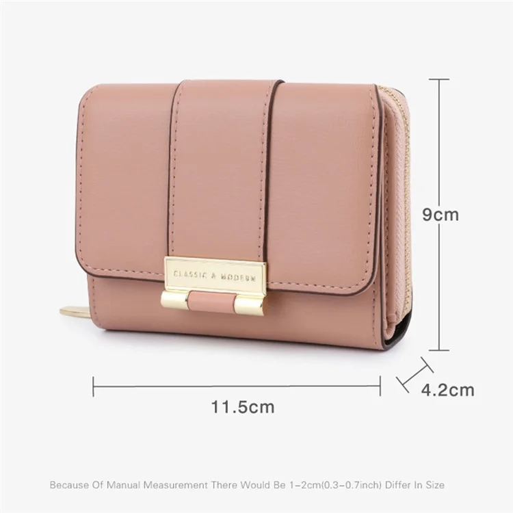 TAILIAN T6102-036 Stilvolle PU-Leder-Reißverschlusstaschen-Kurzgeldbörse für Damen Kartenetui Bargeldhalter Tasche - Pink