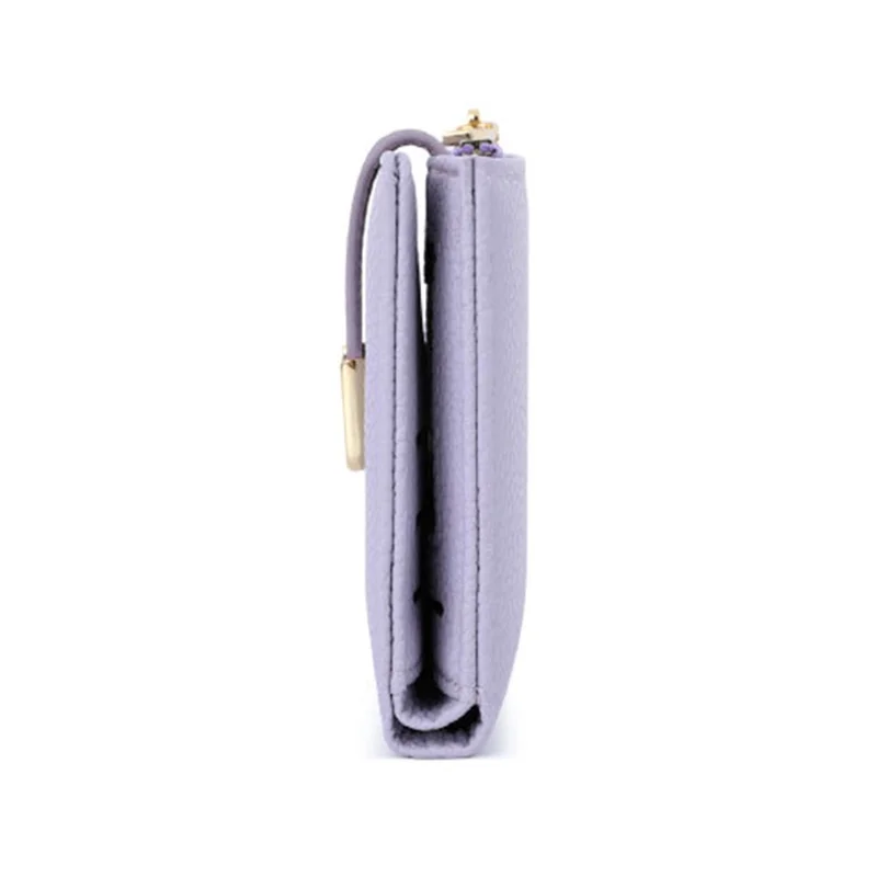 TAILIAN T2602-324 Litchi Texture PU Leather Women Short Wallet Cards Cash Holder with Zipper Pocket - Violet