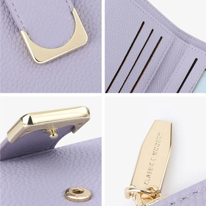 TAILIAN T2602-324 Litchi Texture PU Leather Women Short Wallet Cards Cash Holder with Zipper Pocket - Violet
