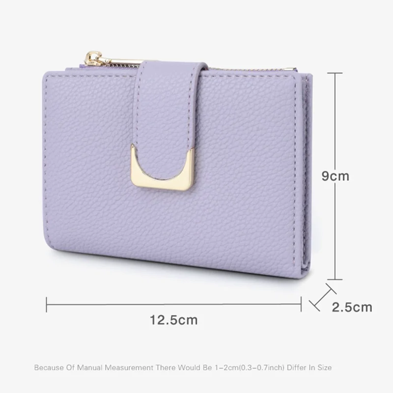 TAILIAN T2602-324 Litchi Texture PU Leather Women Short Wallet Cards Cash Holder with Zipper Pocket - Violet