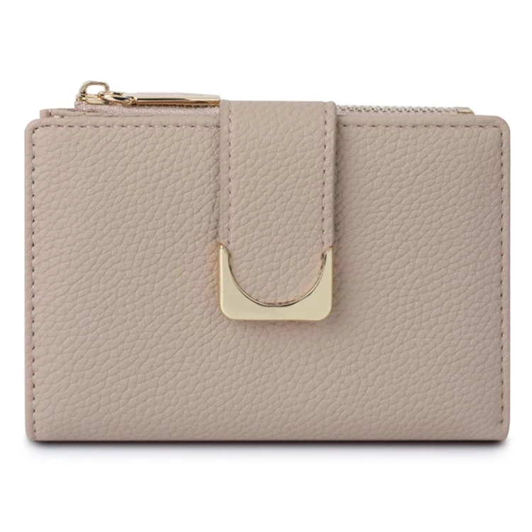 TAILIAN T2602-324 Litchi Texture PU Leather Women Short Wallet Cards Cash Holder with Zipper Pocket - Albaricoque