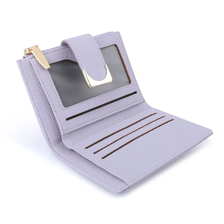 TAILIAN T2602-324 Litchi Texture PU Leather Women Short Wallet Cards Cash Holder with Zipper Pocket - Albaricoque