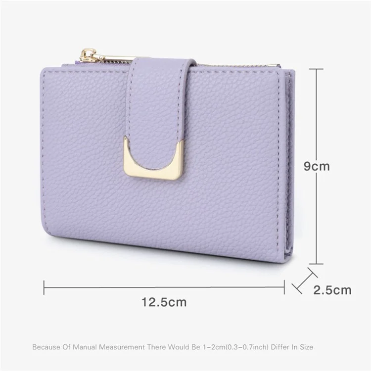 TAILIAN T2602-324 Litchi Texture PU Leather Women Short Wallet Cards Cash Holder with Zipper Pocket - Albaricoque