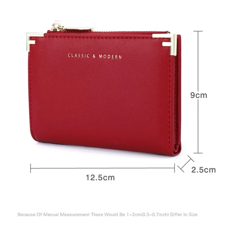 TAILIAN T2602-224 Damen Zweifach gefaltete Kurze Geldbörse Ultraschlank PU-Leder Kartengeld Tasche - Schwarz