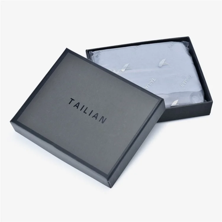 TAILIAN T123-H33-BE Business Men Multiple Card Slots Cowhide Leather Short Wallet - Black